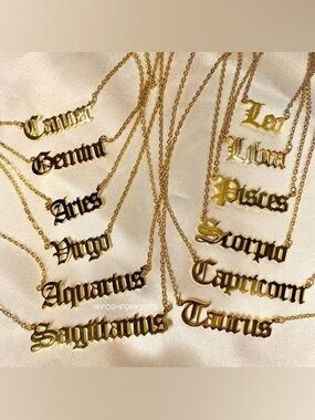 New "Pisces" Zodiac Nameplate Necklace